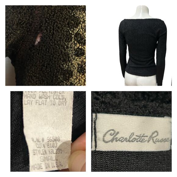 Vintage Y2K Charlotte Russe Sparkle Leopard Print Long Sleeve Sweater / XS - - Picture 3 of 4